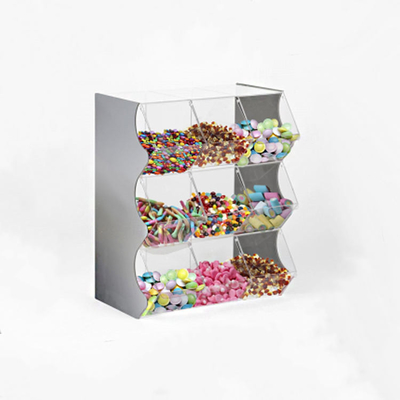 recipienti acrilici dell'esposizione di Candy di spessore di 3mm con il Governo del lucite dei divisori