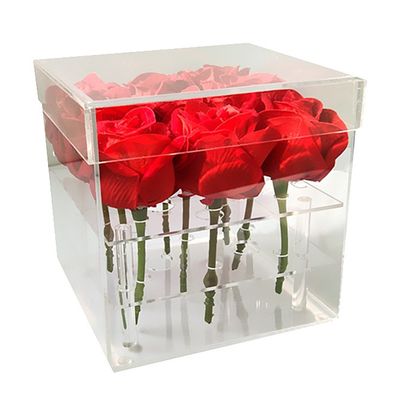 Contenitore acrilico di fiore di 9 fori con il coperchio, Rose Acrylic Box conservata quadrata