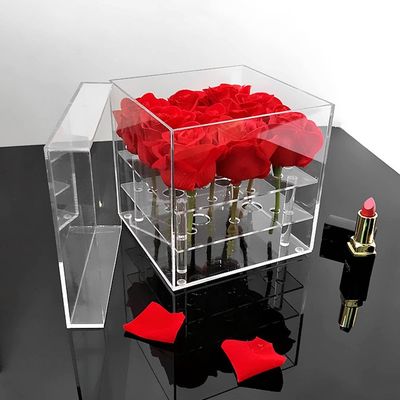 Contenitore acrilico di fiore di 9 fori con il coperchio, Rose Acrylic Box conservata quadrata