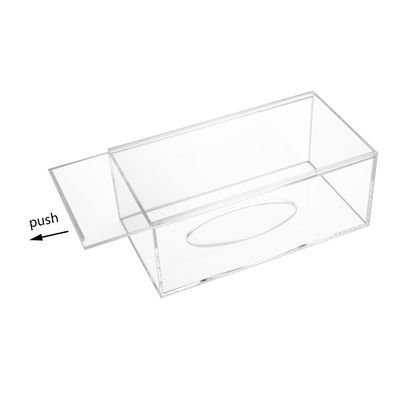 Supporto di plastica acrilico della scatola del tessuto della scatola di presentazione dell'hotel rettangolare chiaro