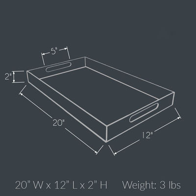Il chiaro vassoio 12x16 del servizio del lucite del quadrato misura il materiale in pollici acrilico