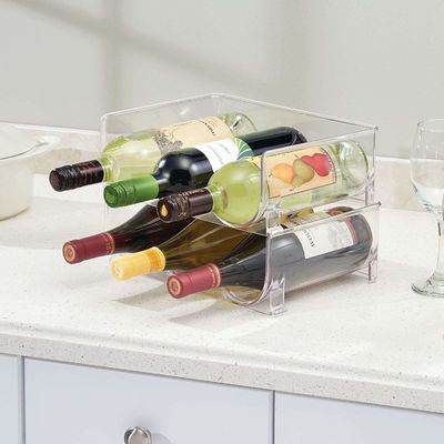 Supporto acrilico diritto accatastabile dello scaffale del supporto della bottiglia per il frigorifero della dispensa della cucina