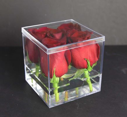 Contenitore acrilico di fiore del plexiglass con l'inserzione