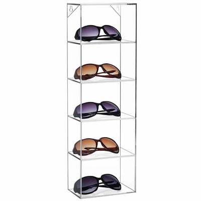 supporto acrilico degli occhiali da sole della radura 22Inch, esposizione di parete acrilica di Sunglass di 5 scanalature